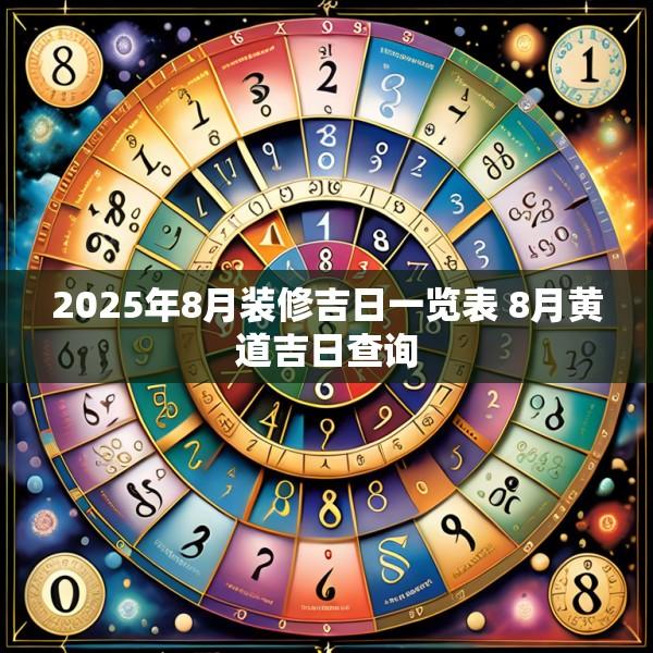 2025年8月裝修吉日一覽表 8月黃道吉日查詢